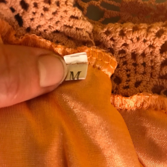 Halloween Orange Vintage Chiffon & Lace Midi Dress - Picture 8 of 10